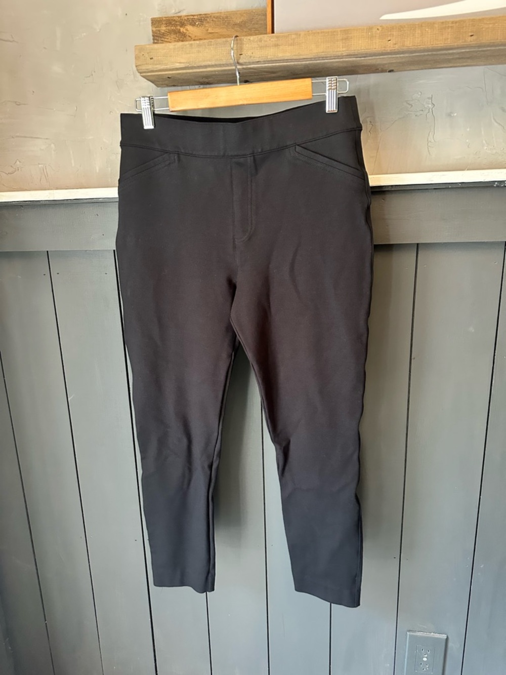 SPANX Black Dress Pants Size L High Rise Slit Hem Stretch